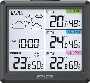 Метеостанция BALDR B0389WST4H4-V3 с тремя датчиками, черная, изображение 1