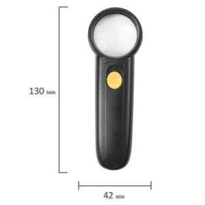 Лупа BRAUBERG ручная 8x, 37 мм, с подсветкой, черная (454127), изображение 4