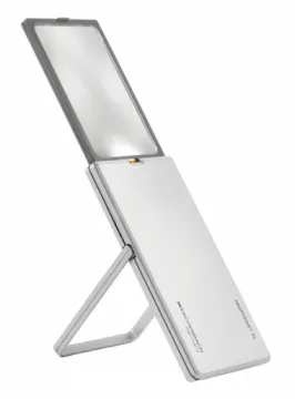 Лупа выдвижная асферическая Eschenbach EasyPocket XL 2,5x, 78x50 мм, с подсветкой, серебристая, изображение 2
