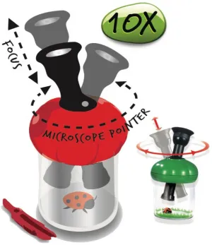 Банка для насекомых Navir «Обзор 360» с микроскопом 10x и пинцетом, матовая, изображение 3